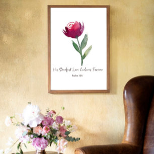 Affiche Sa ferme Love aquarelle rouge rose