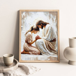 Affiche Sa Foi, Peinture Chrétienne, Jésus priant avec