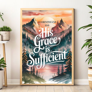 Affiche Sa grâce est Suffisante Christian Women Wall Art