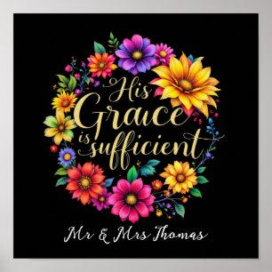 Affiche Sa Grâce Est Suffisante Verset Biblique Inspirant