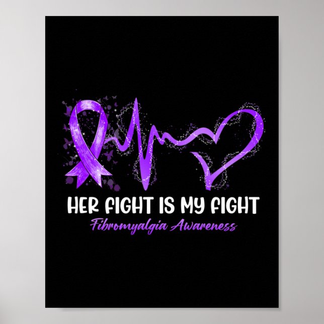 Affiche Sa Lutte Est Mon Combat Heartbeat Fibromyalgia Awa (Devant)