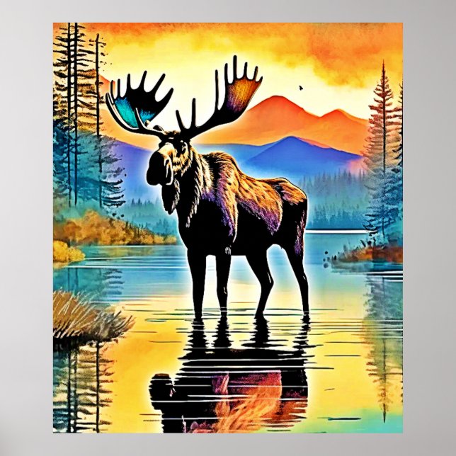 Affiche Sa Majesté du couché de soleil de Moose Lake (Devant)