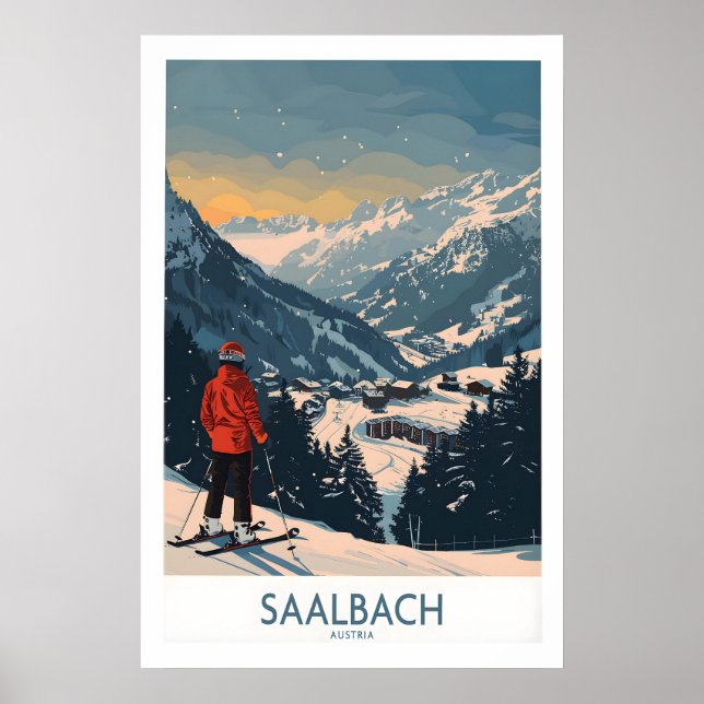 Affiche Saalbach Ski Print - Autriche 1 (Devant)
