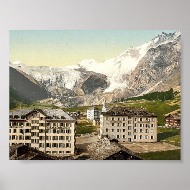 Affiche Saas Fee, hôtels, Valais, Alpes de, Suisse (Devant)