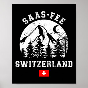 Affiche Saas-fee Suisse Station de ski Alpes Ski alpin