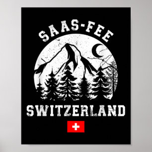 Affiche Saas-fee Suisse Station de ski Alpes Ski alpin