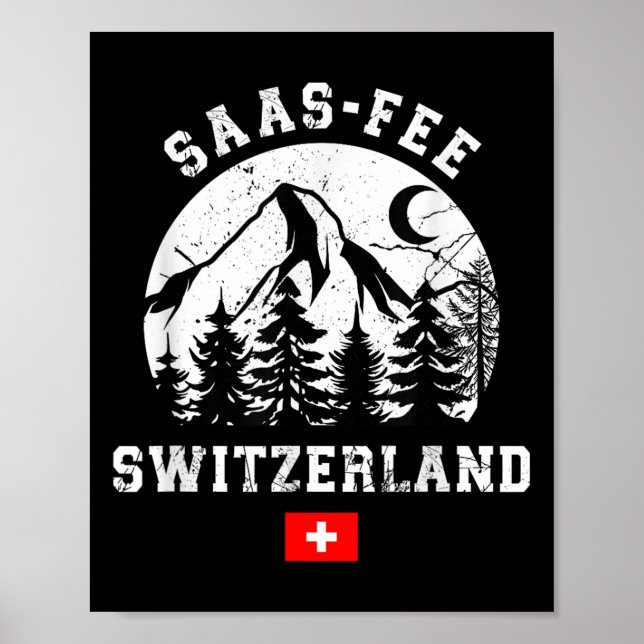 Affiche Saas-fee Suisse Station de ski Alpes Ski alpin (Devant)