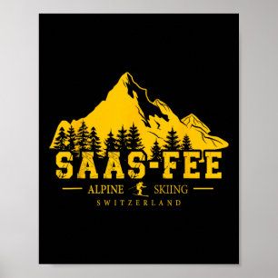 Affiche Saas-fee Suisse Station de ski Ski alpin Suisse