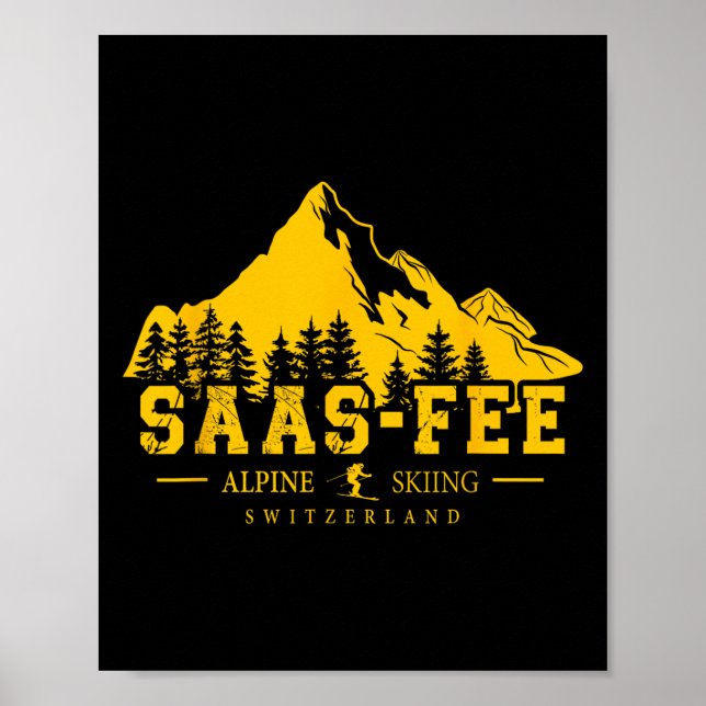 Affiche Saas-fee Suisse Station de ski Ski alpin Suisse (Devant)