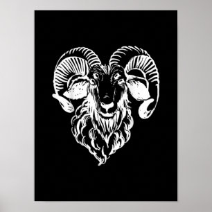Affiche Sabbatique Baphomet Chèvre mal Satané