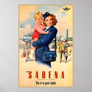 Affiche Sabena Airlines Audrey Hepburn Nouvelle Rétro