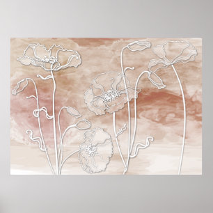 Affiche Sable Brown Aquarelle Abstraite et Pavois 3