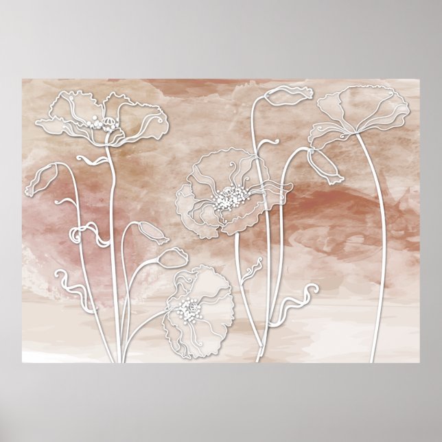 Affiche Sable Brown Aquarelle Abstraite et Pavois 3 (Devant)