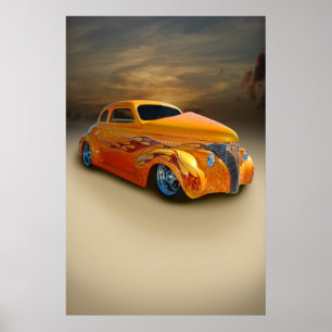 Affiche sable et coucher de soleil