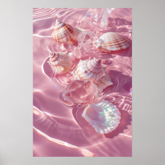 Affiche Sable rose et coquillages Mermaidcore esthétique
