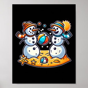 Affiche Sable Snowman Jouer À Beach Ball Noël En Juillet S