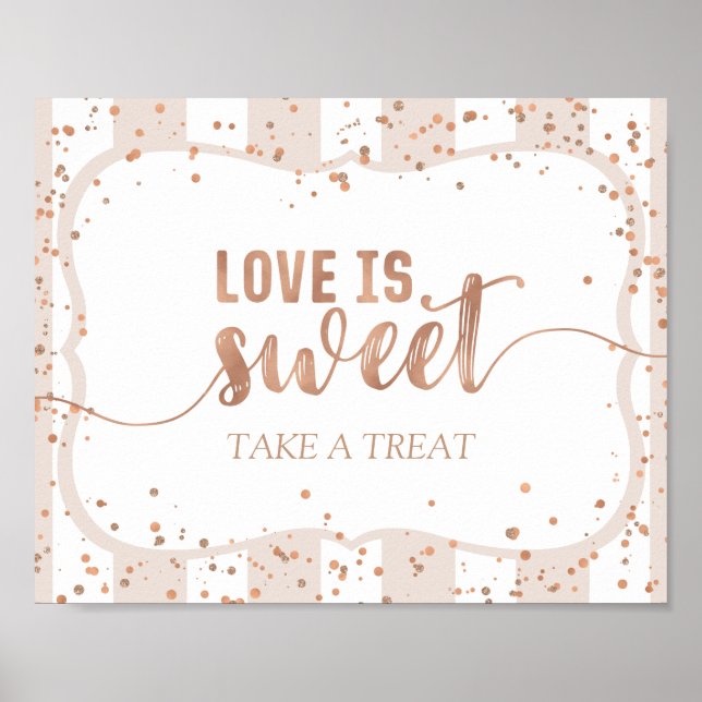 Affiche Sable Stripes & Rose Gold Confetti Love is Sweet (Devant)