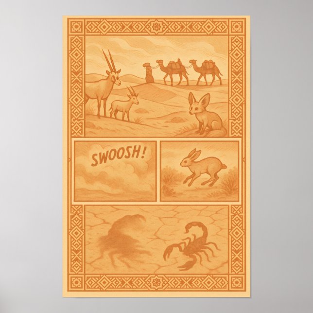 Affiche Sables du Sahara – Bande dessinée sur la faune du  (Devant)
