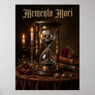 Affiche Sablier Memento Mori Crâne Vanité Sombre