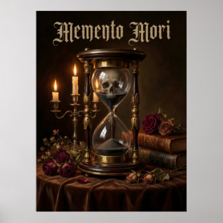Affiche Sablier Memento Mori Crâne Vanité Sombre