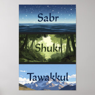 Affiche Sabr, Shukr, Tawakkul   Cadeau pour maison de musu