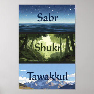 Affiche Sabr, Shukr, Tawakkul | Modern Muslim Home Gift Po