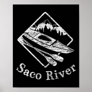 Affiche Saco River Kayak Kayak Bateau Rapids Canot Pad