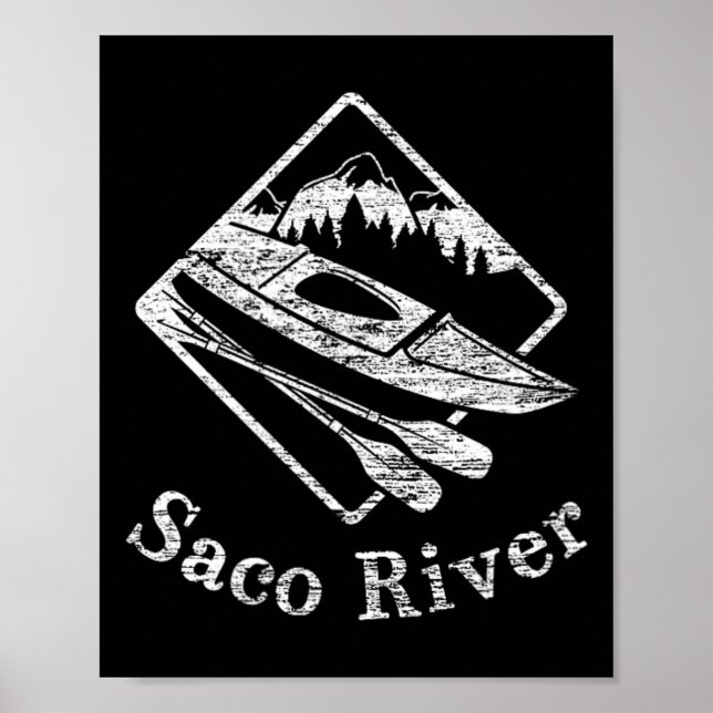 Affiche Saco River Kayak Kayak Bateau Rapids Canot Pad (Devant)
