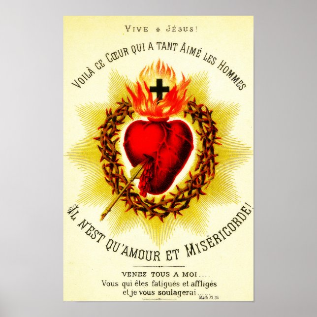 Affiche Sacred Heart Français - Sacré Coeur de Jésus Poste (Devant)
