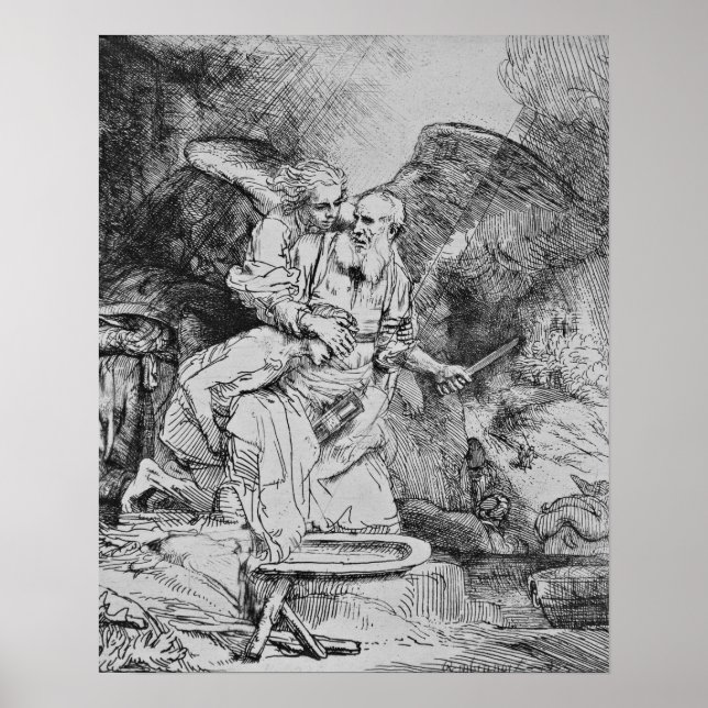 Affiche Sacrifice d'Abraham - Rembrandt - c1655 (Devant)