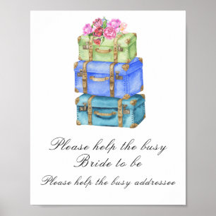 Affiche Sacs de voyage douche de mariée Aider la mariée oc