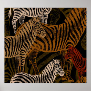 Affiche Safari africain : Zebra Vintage Design