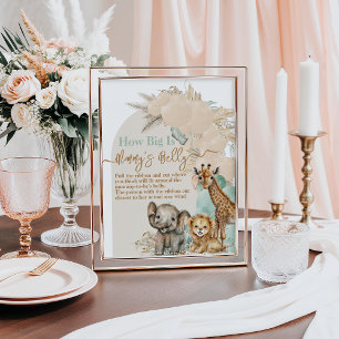 Affiche Safari animal Boho Oh Boy Baby shower Maman Belly