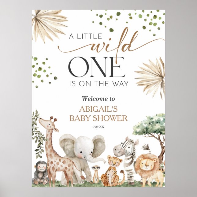 Affiche Safari Animals Gender Neutral Baby Shower Welcome  (Devant)
