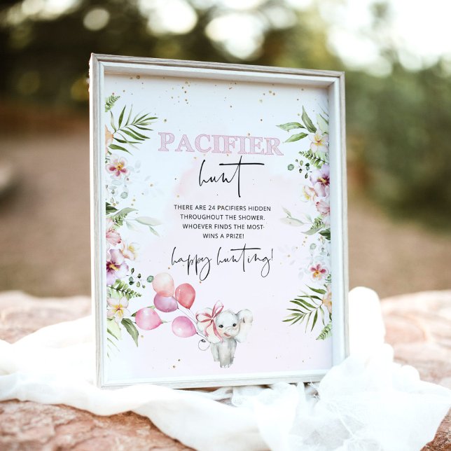 Affiche Safari animals Pacifier hunt baby shower game Post (Créateur téléchargé)