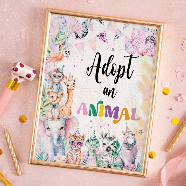 Affiche Safari Animaux Adopter un anniversaire animal (Créateur téléchargé)