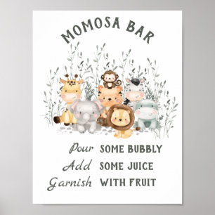Affiche Safari Animaux Baby shower Momosa Bar
