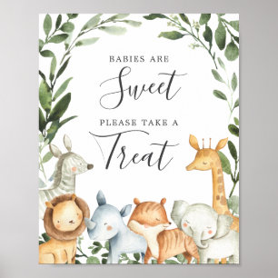 Affiche Safari Animaux Baby showers Bébés sont doux signe