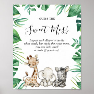 Affiche Safari Animaux Baby showers Devinez Le Mess Sweet