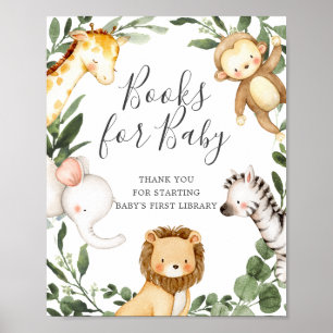 Affiche Safari Animaux Baby showers Livres Pour Bébé Signa