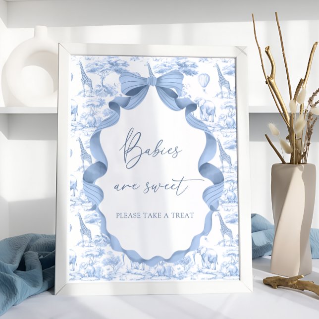 Affiche Safari Animaux Blue Toile de Jouy Les bébés sont d (Créateur téléchargé)