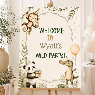 Affiche Safari Animaux de la Jungle Anniversaire Animaux
