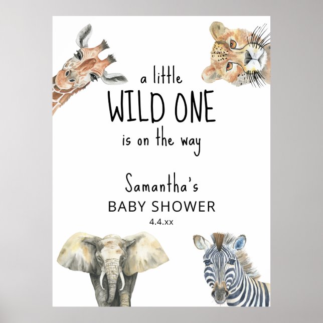 Affiche Safari Animaux Sauvages Baby Shower (Devant)