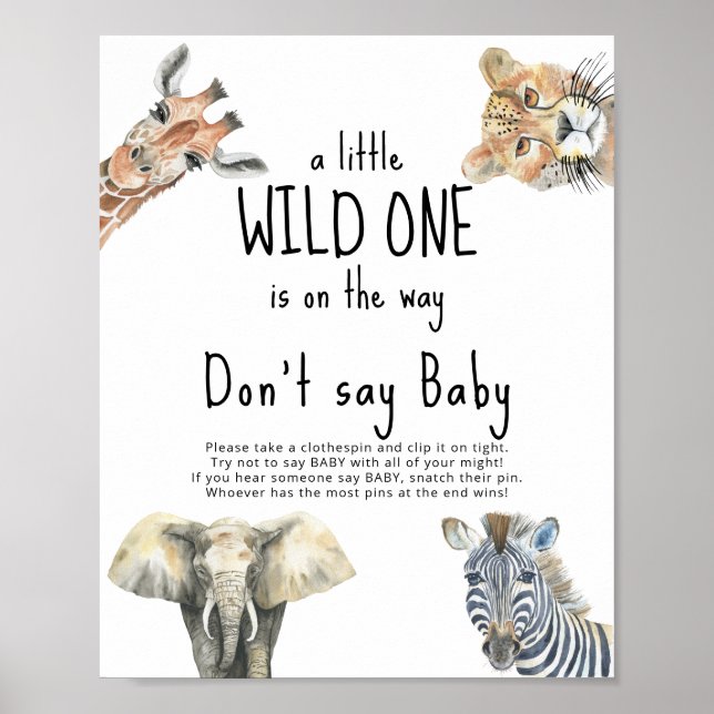 Affiche Safari animaux sauvages - Ne pas dire bébé (Devant)