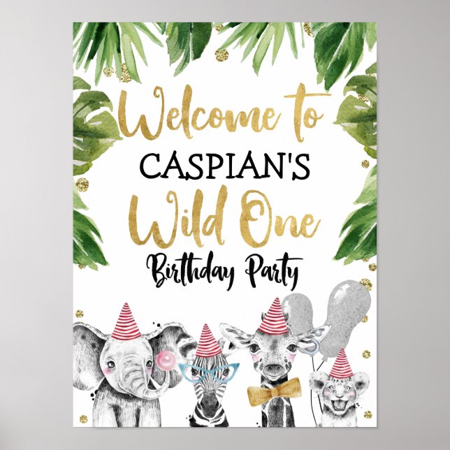 Affiche Safari Animaux sauvages un anniversaire bienvenue (Devant)