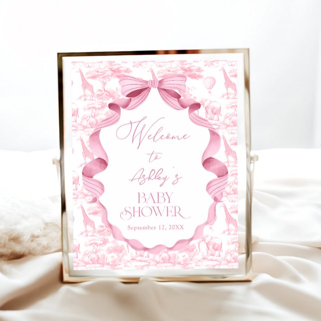 Affiche Safari Animaux Toile de Jouy Baby shower Bienvenue (Créateur téléchargé)