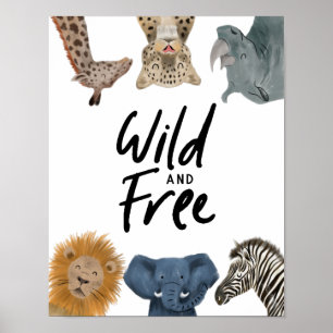 Affiche Safari Animaux Wild and Free Nursery Room