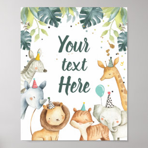 Affiche Safari Animaux Wild Boy Anniversaire Table de fête