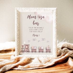 Affiche Safari Baby Animals Train Baby shower Mom-osa Bar