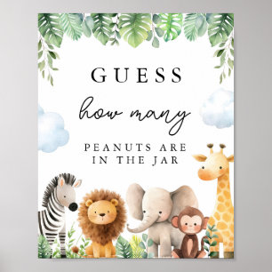 Affiche Safari Baby Shower Devine Combien